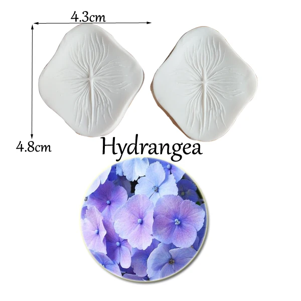 Mini Hydrangea Petal Veiner Silicone Mold Fondant Gumpaste Sugar Clay Flower Water Paper Mould Cake Decorating Tools  M2091