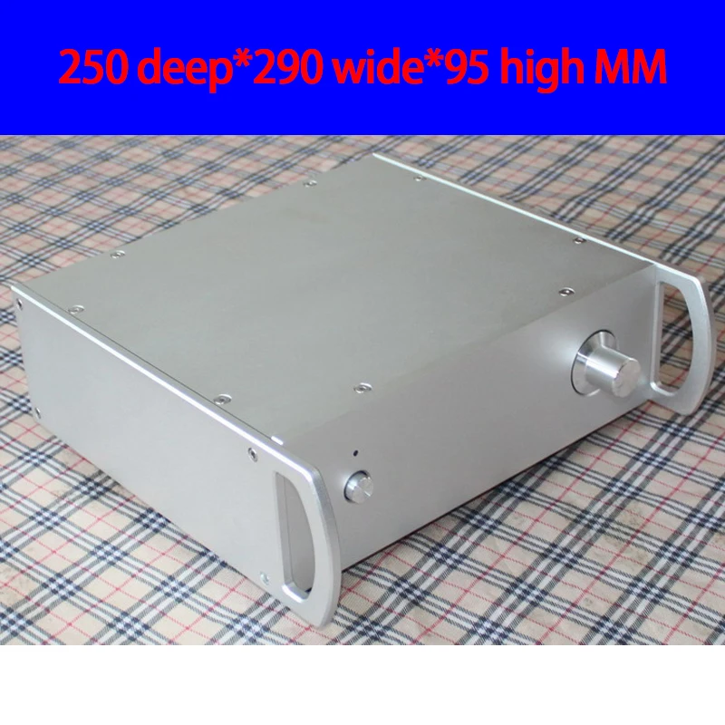 KYYSLB 250*290*95MM WA31 All Aluminum Preamp Amplifier Chassis Box House DIY Enclosure with Feet Knob Amplifier Case Shell