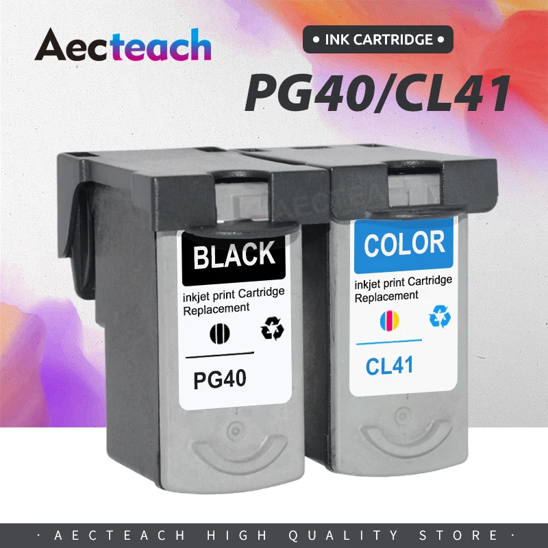

Восстановленный картридж Aecteach PG40 CL41 PG 40 41, совместимый для iP1600 iP1200 iP1900 MP140 MP150 MX300 MX310 MP160