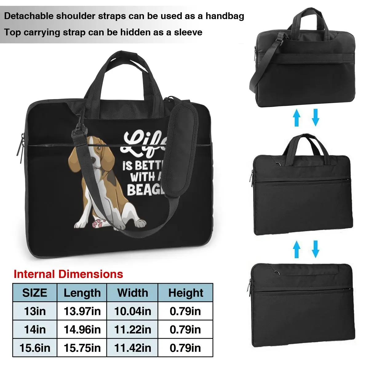 Imagem -03 - Bolsa para Computador Beagle Carteira Laptop Elegante Portátil à Prova de Choque