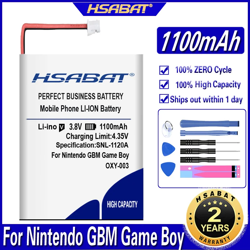 HSABAT OXY-003 1100mAh 3.8V قابلة للشحن ليثيوم أيون بطارية كيت حزمة لنينتندو GBM لعبة فتى مايكرو بطاريات