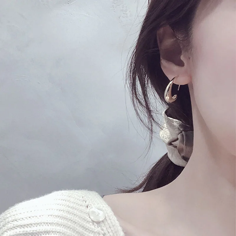 XIYANIKE Silver Color Stud Earrings for Women French Trendy Gold Plated C Shape Earring Bride Jewelry Prevent Allergy