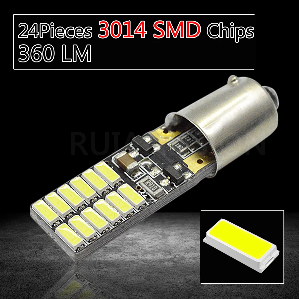 2pcs T11 Ba9s T4W Led Canbus Error Free H21W 3014 Car LED Bulbs Interior Lights Auto H6W License Plate Lamp White Yellow AC12V