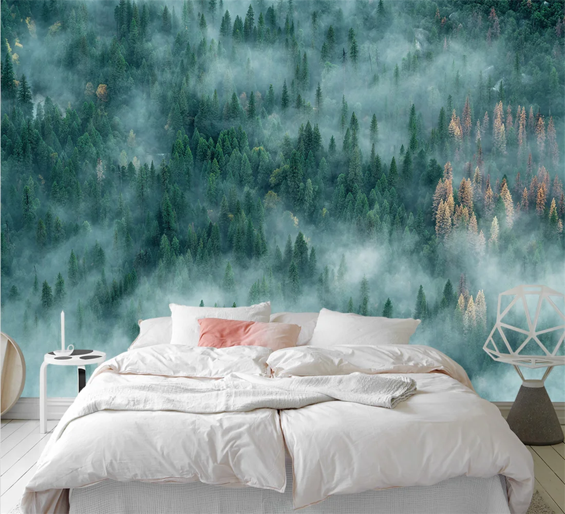 Beibehang Customized modern foggy forest nordic Photo wallpaper sofa TV background waterproof wallpaper wall papers home decor