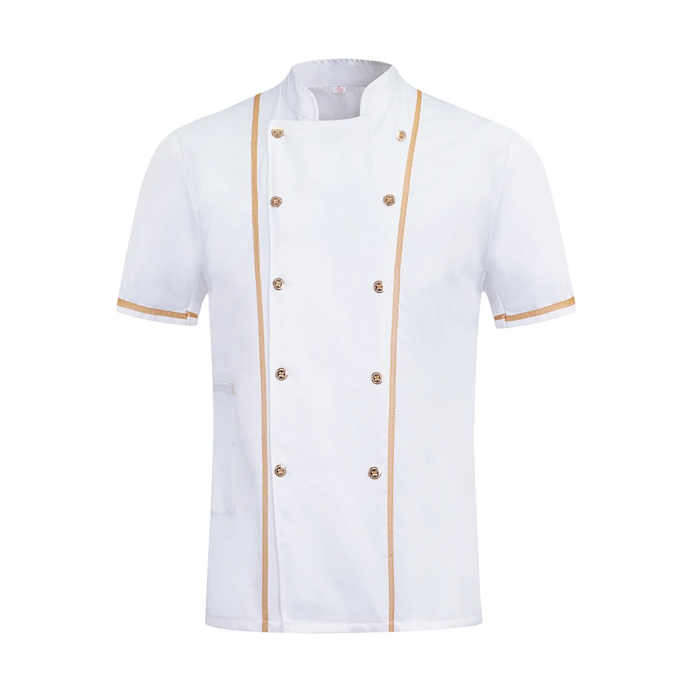 New Arrival Chef Work Clothes Summer Short-sleeved Breathable Chef Jacket Restaurant Hotel Cook Food Service Uniform Coat