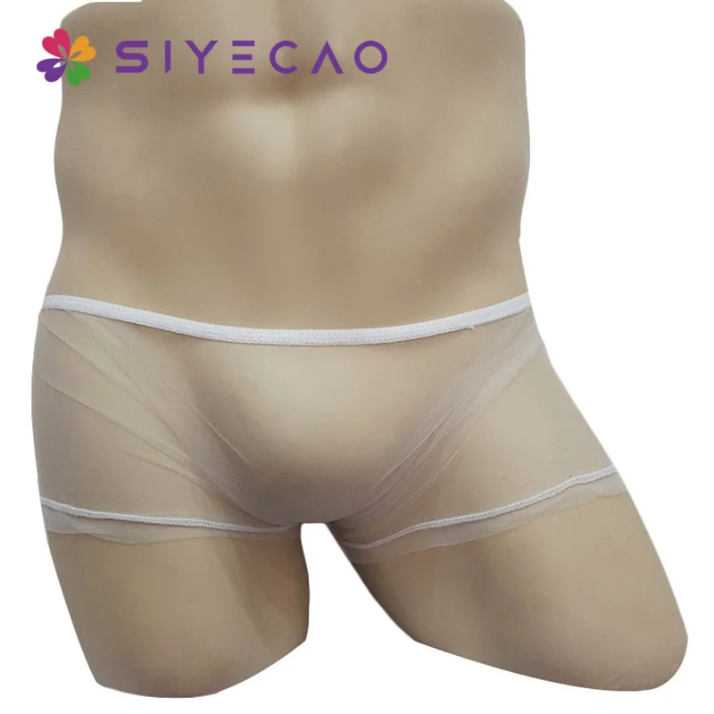 Bóxer transparente de malla para hombre, ropa interior Sexy, transpirable, Cueca