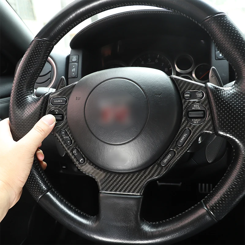 

Для Nissan GTR R35 2008-2016 настоящее углеродное волокно, кнопка на руль автомобиля, декоративная крышка, аксессуары для модификации салона автомобиля