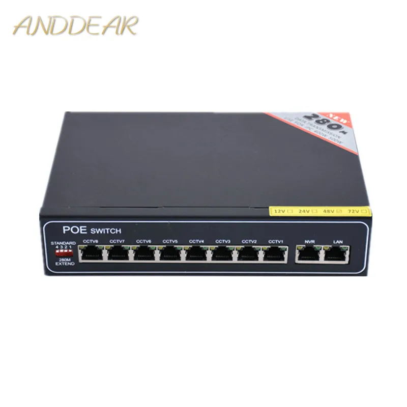 48 V 8 Port Gigabit Tidak Dikelola Poe Switch 8*100/1000 Mbps POE Poort; 2*100/1000 Mbps UP Link Poort; 1*100/1000 Mbps SFP Poort