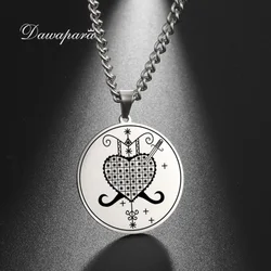 Dawapara Erzulie Dantor Veve Talisman Pendant Motherhood Protection Necklace Stainless Steel Jewelry