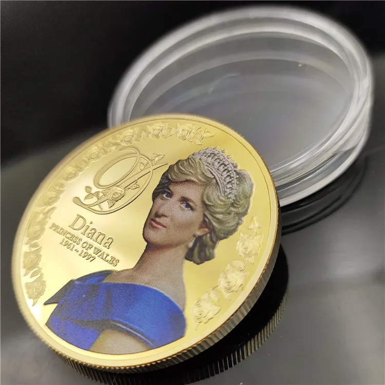 Five Pounds 999 Gold Silver Plated Coin Diana Princess of Wales Coins Collectibles Coins of British Diana Spencer