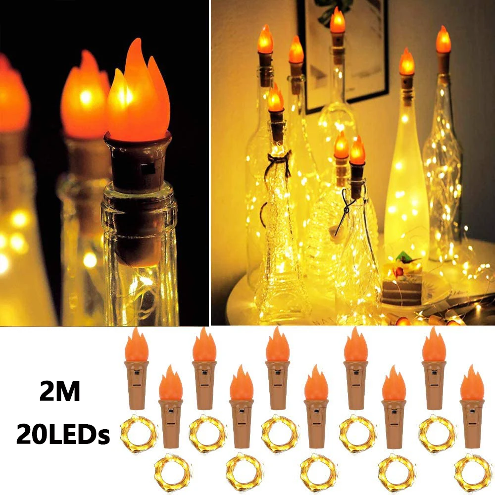 2M 20Leds Zonne-energie Wijn Fles Lichten Kerst Kurk Fairy Light Led Koperdraad Outdoor Garland Kerst String licht