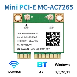 MC-AC7265 inalámbrica de 1200Mbps, PCI-E tarjeta Wifi, Bluetooth 4,2, 802.11ac, banda Dual, 2,4G, 5Ghz, adaptador para portátil de 7260HMW