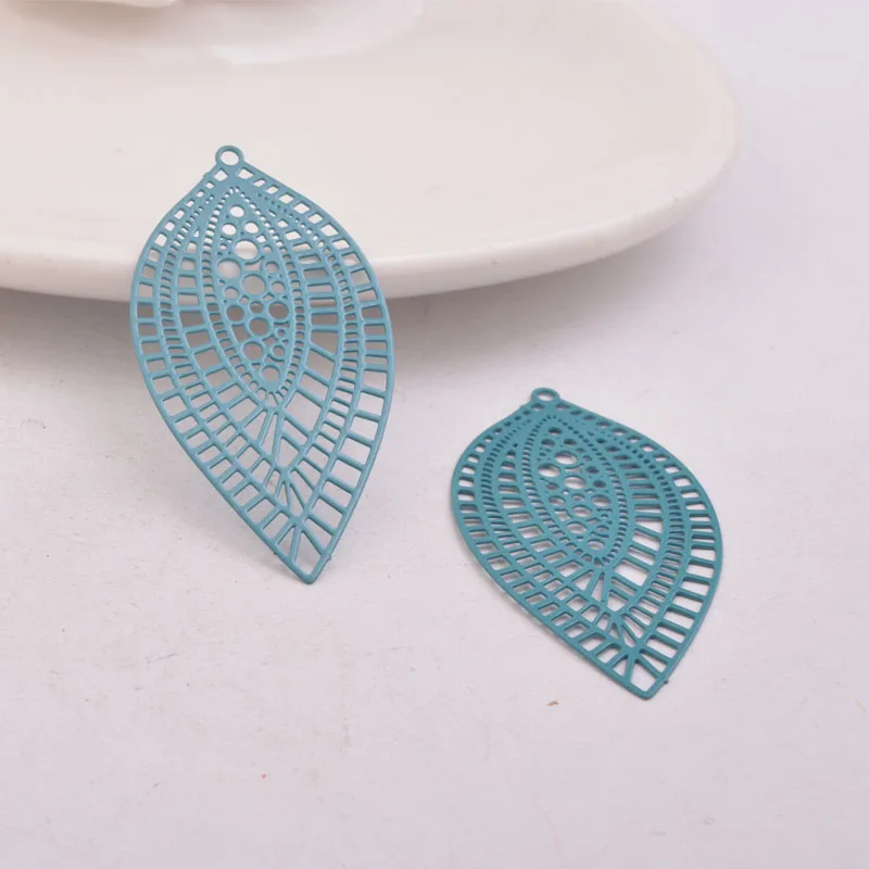 50 Stück AB5743 24*45mm Bohemia-Stil Blatt-Charm Messing-Anhänger-Basis DIY Schmuckverbinder – Detail 4