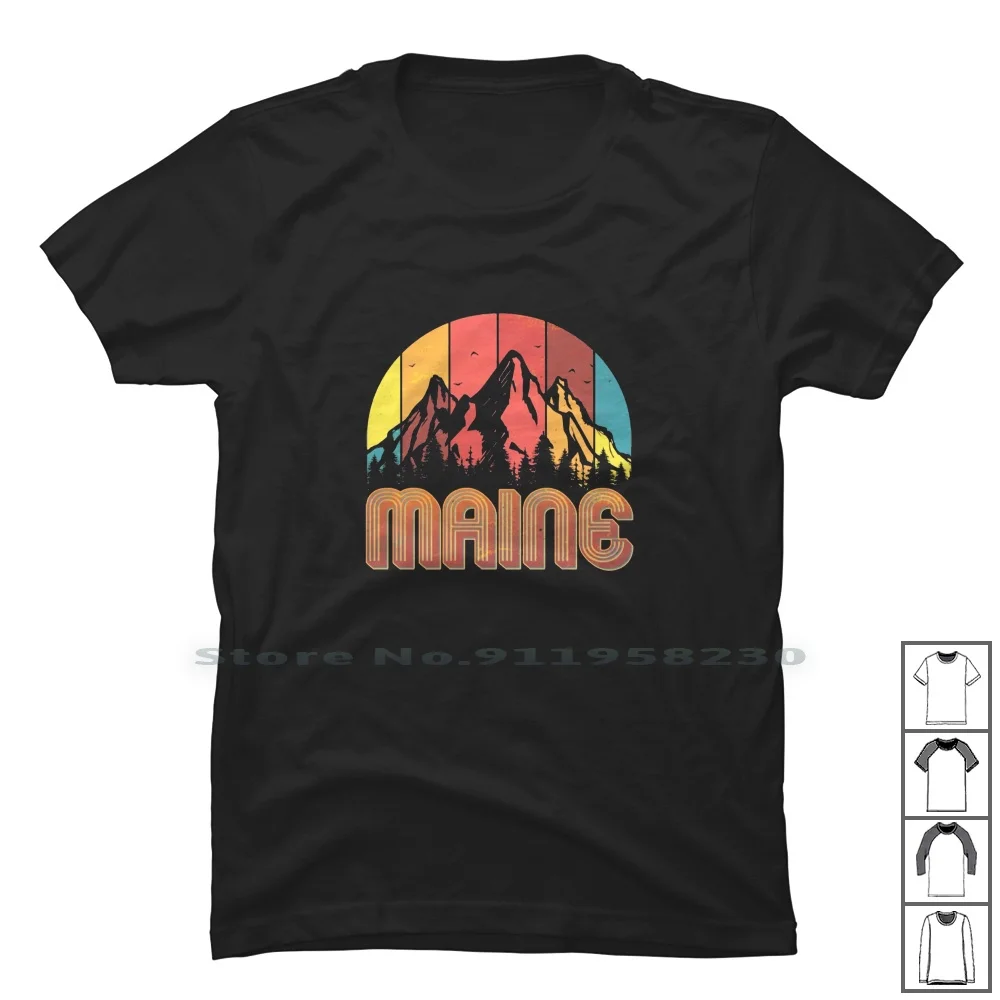 Retro Maine Heaven T Shirt 100% Cotton Lighthouse Portland Sunrise Travel Heaven Tower Party Maine House View Rise Land