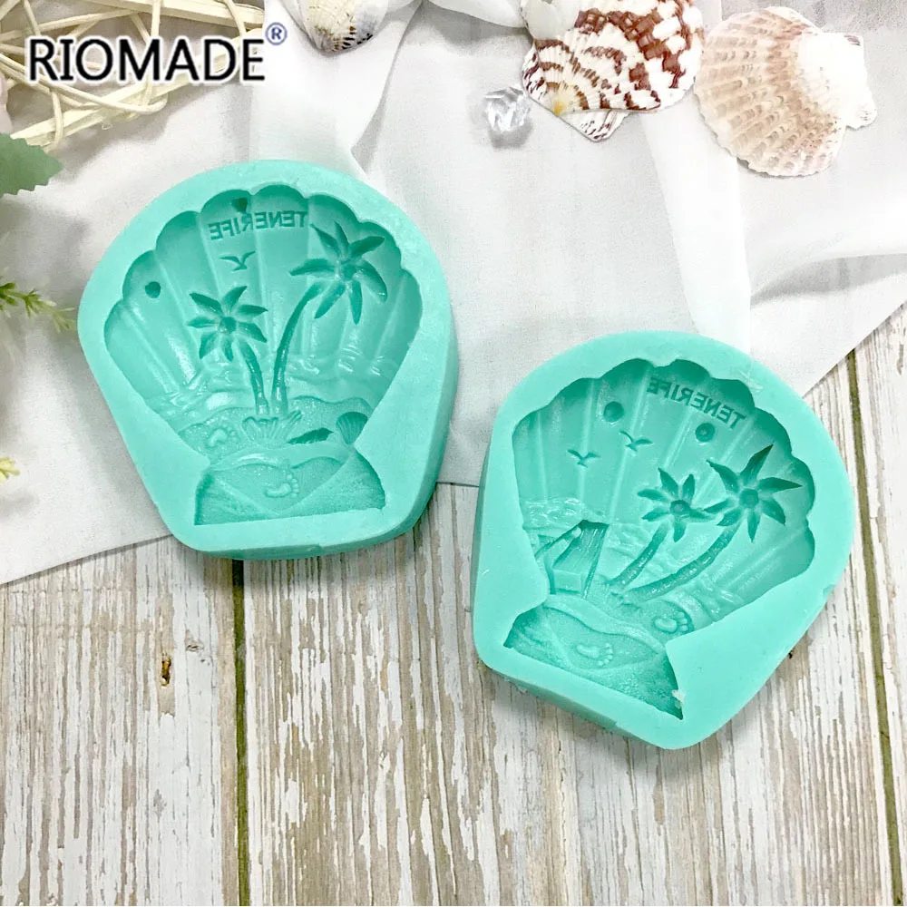Shell Silicone Mold Tropical Beach Landscape Coconut Tree Sailboat Styles Fondant Cake Decorating Tools Dessert Chocolate Mould