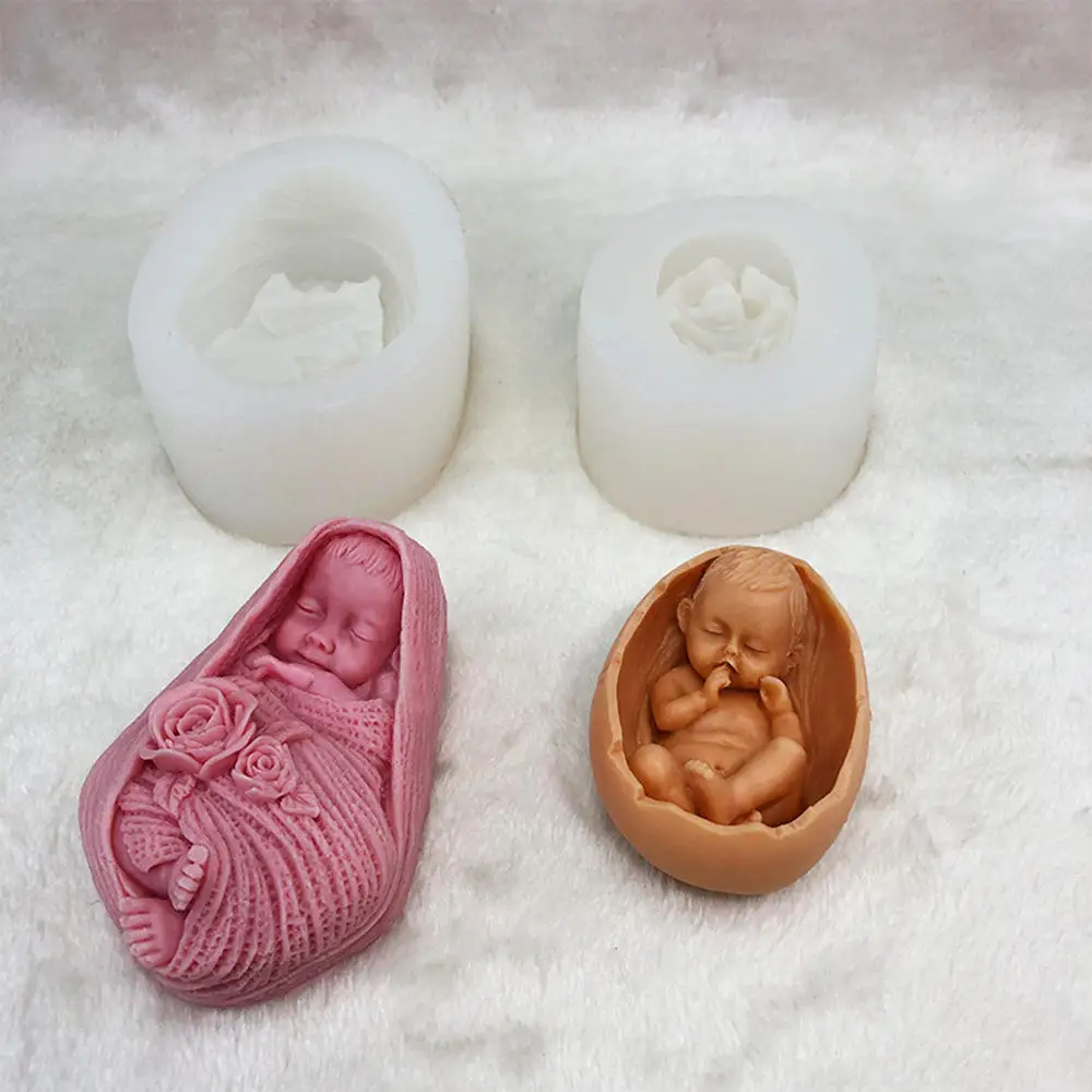 3D Mother Holding Baby Candle Mold Silicone DIY Swaddle Baby Eggshell Baby Candle Molds Making Handmade Soap Polymer Clay