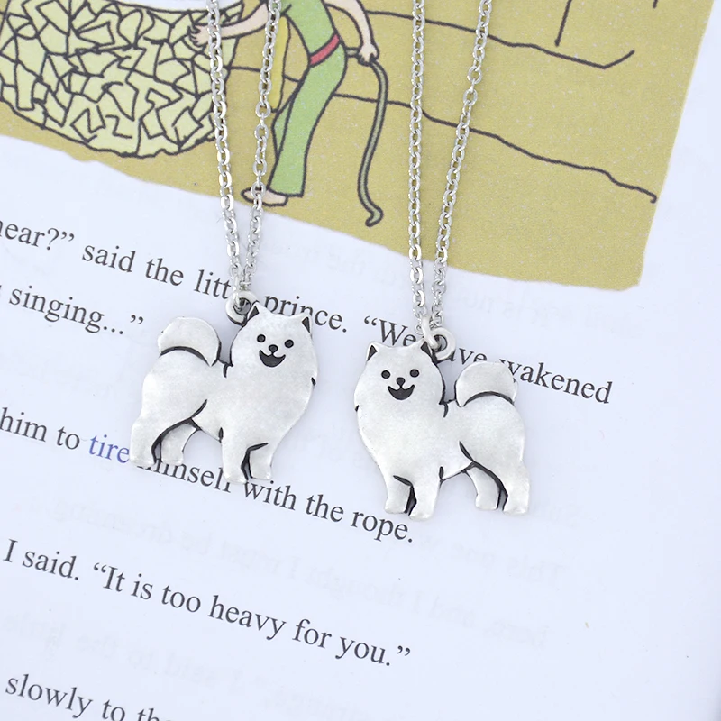 Simple Samoyed & Alaskan Malamute Dog Pendant Necklace Choker For Women Stainless Steel Long Chain Necklace Kids Boho Jewelry