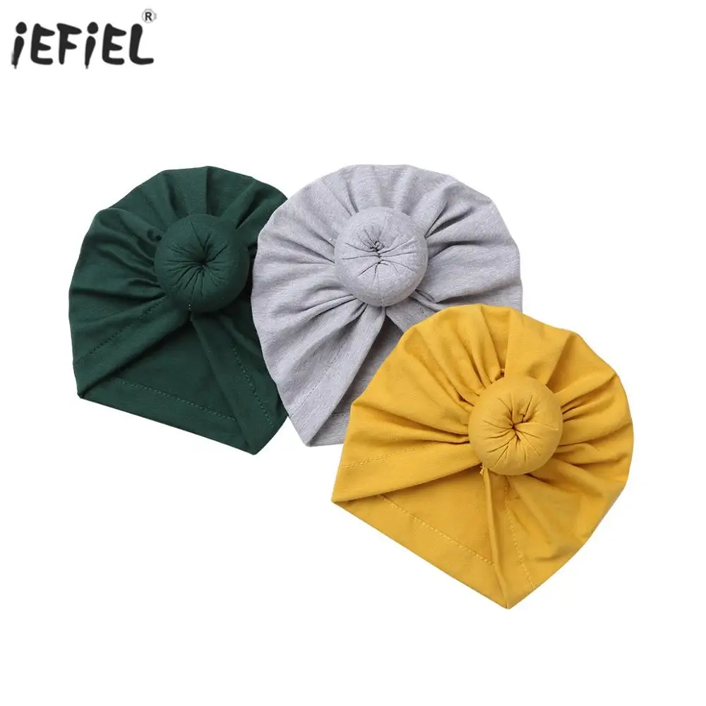 Newborn Baby Hat Photography Props Cute Fashion Solid Color Soft Cotton Turban Knotted Cap Headwear Baby Girls Boy Accessories