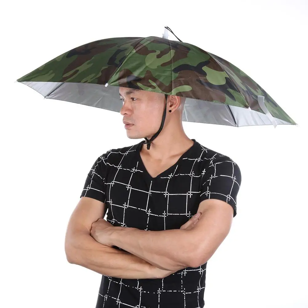 Foldable Rain Gear Fishing Hat Headwear Umbrella for Fishing Hiking Beach Cap Head Hats Outdoor Camping Equipment Pesca Tackle