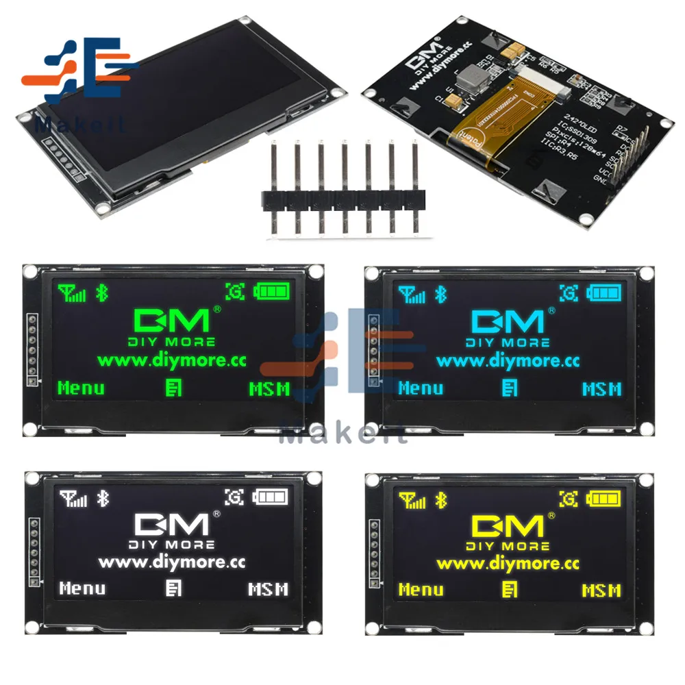 2.42 inch 2.42'' OLED Display Module 128x64 LCD HD Display Screen Board Module IC I2C SPI Serial SSD1309 for Arduino C51 STM32