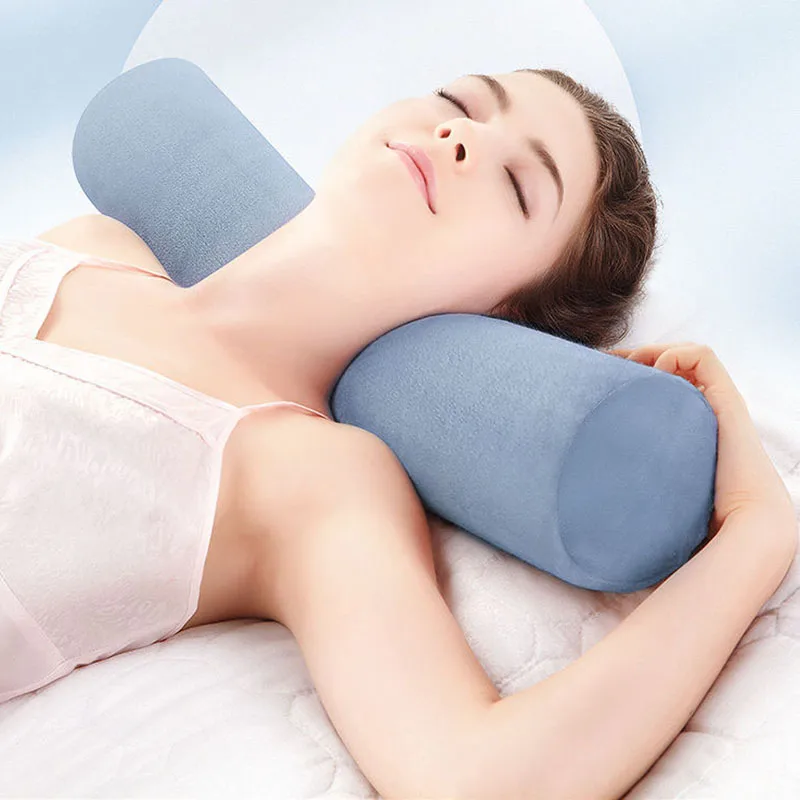 Memory Cotton Cylindrical Cervical Neck Pillow Sleeping Round Pillow Adult Neck Protection Pillow