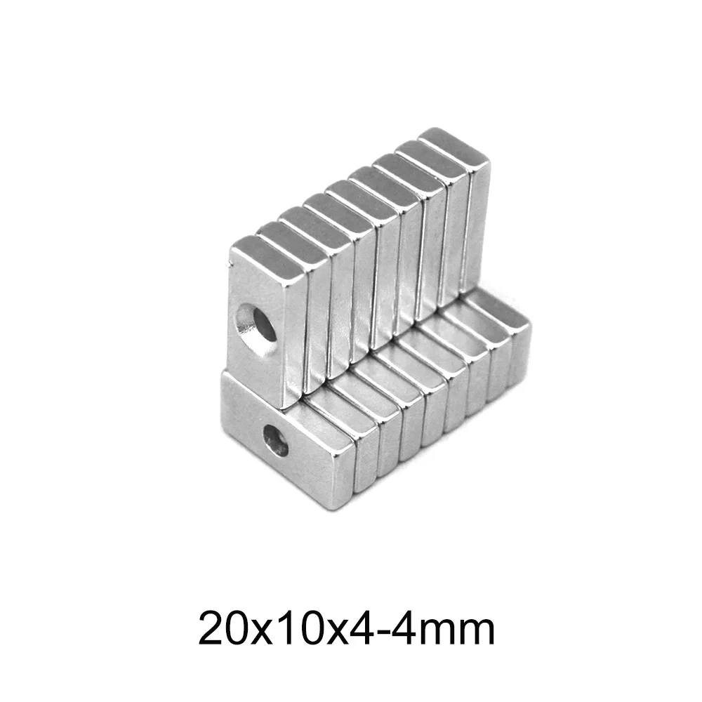 5~60PCS 20x10x4-4 Strong Quadrate Neodymium Magnet Hole 4mm NdFeB Magnetic 20x10x4-4mm Block Rare Earth Magnets 20*10*4-4 mm