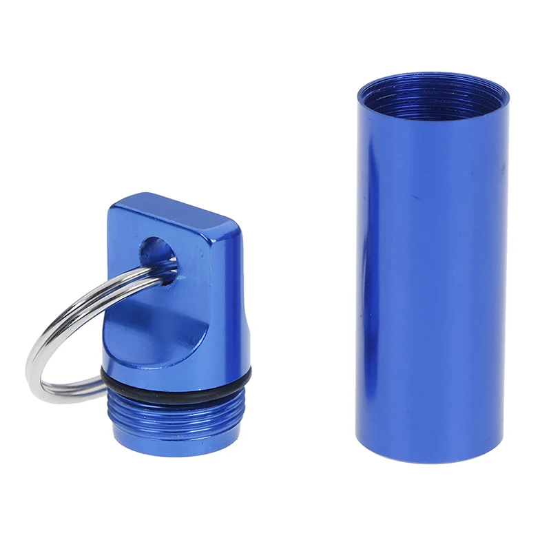 1pcs Waterproof Aluminum Pill Box Keychain Carabiner Medicine Case Container Bottle Holder Outdoor Pill Case PillBox