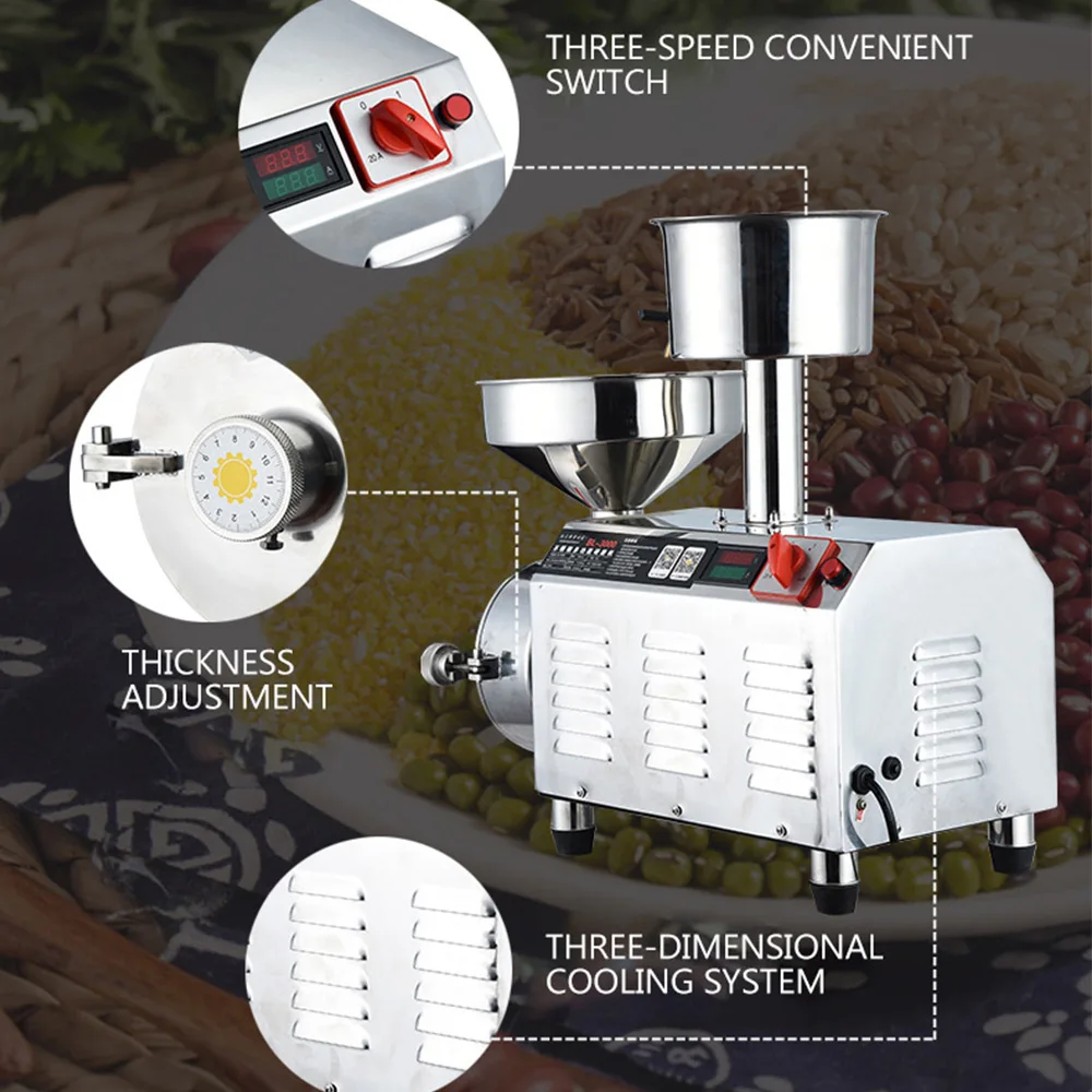 Smerigliatrice di sesamo ad alta potenza 3KW macinacaffè commerciale per burro di arachidi cereali latte di soia rettificatrice bagnata e asciutta