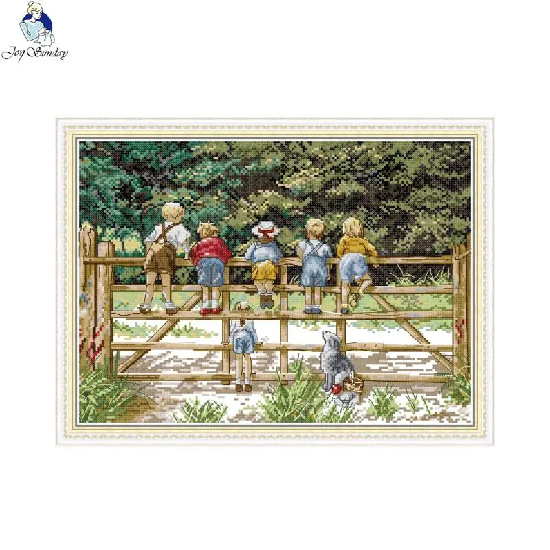 Childhood Characters Pattern Printing Cross Stitch Kit DIY Handmade 14CT 11CT Count Canvas Needlework Embroidery Kit Home Decor