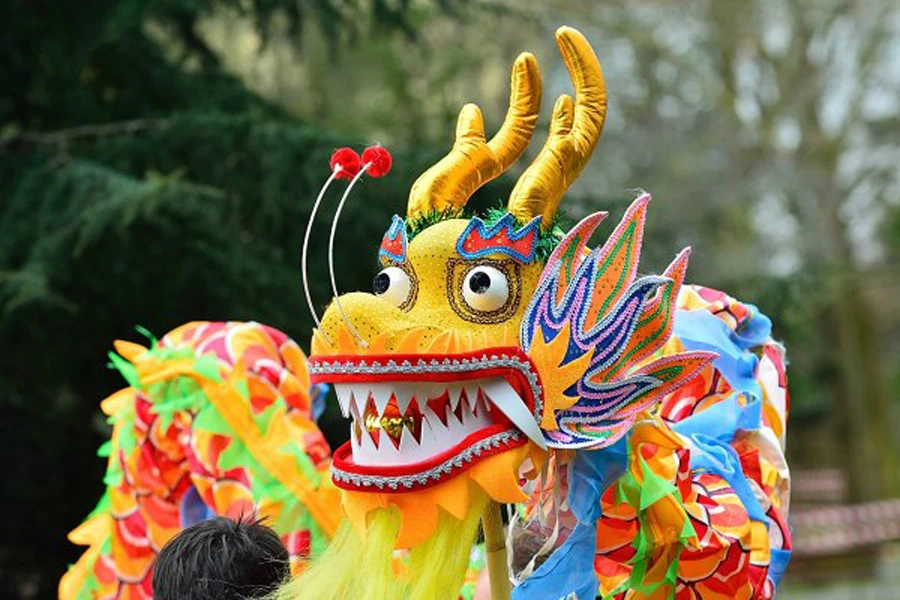 5.5M Zijden Drakendans Maat 6 Kind 6 Speler 3-8 Leeftijd Kinderen School Optreden Feest Evenement Nieuwjaar Parade Folk Podium China