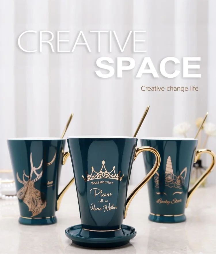 Ceramic Coffee Mugs Natural Marble 12 Constellation Ceramic Pink Zodiac Mug with lid Creative Personality Cup 400ml Lead-free