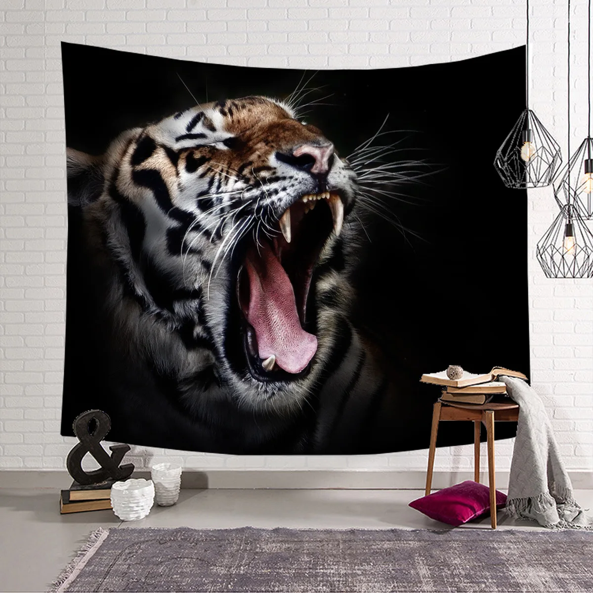 

Tiger elephant lion pattern Funny cartoon Blanket Tapestry 3D Printed Tapestrying Rectangular Home Decor Wall Hanging style-3