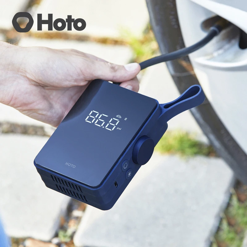 HOTO Portable Electric Air Compressor Smart Wireless LED Tire Inflation Air Pump Li-ion Battery Inflator For Car Bicycle Tyres