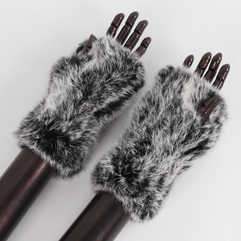 Gants en fourrure naturelle de lapin Rex pour femme, nouvelle collection, tricotés, chauds, pour l'extérieur, hiver