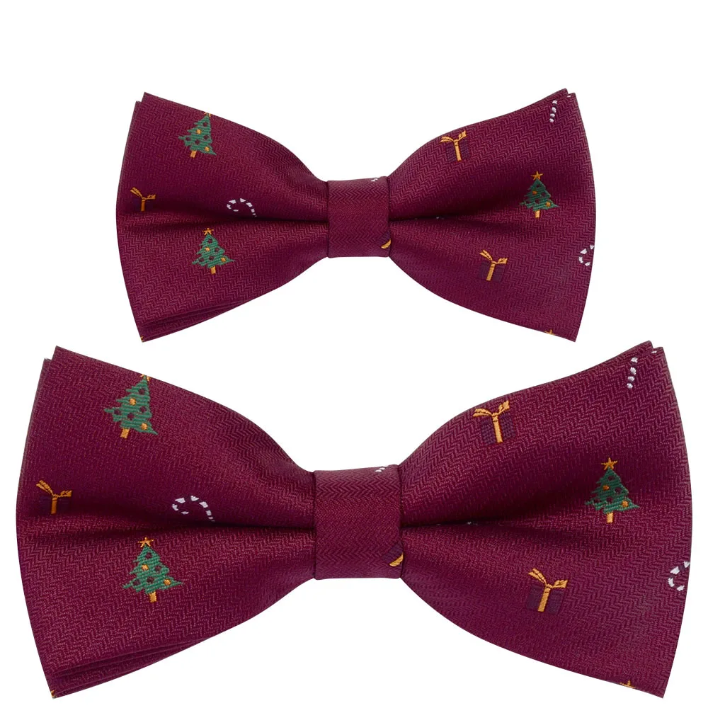 Ricnais Brand New Parent-child Christmas Bowtie Set Santa Claus Tree Silk Bow Tie For Men & Boys Christmas Festival Party Gifts