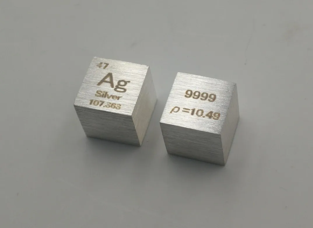 Silver Metal Silver Cubic Periodic Table Cube High Purity Silver Ag Greater than or Equal To99.9% 10mm Silver Cube Drawing Board