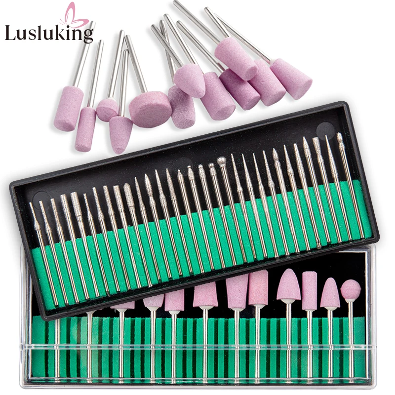 

12/30pcs Nail Drill Bits Milling Cutter Manicure Quartz Scrub Stone Diamond Nail Files Buffers Nail Art Tools Polishing Grinding