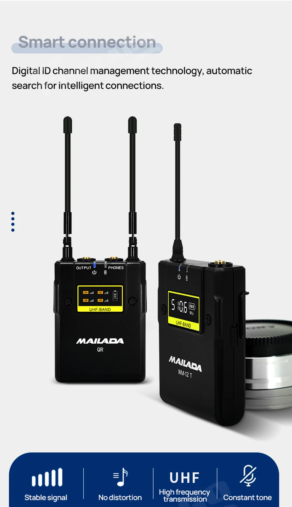 MAILADA wm-12 T ワイヤレス マイク　UHF 伝送マイク MAILADA wm-12 T ワイヤレス マイク UHF 伝送マイク 有線マイク