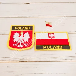 Polonia bandiera nazionale ricamo patch distintivo scudo e forma quadrata Pin un Set sul panno fascia da braccio zaino decorazione regali