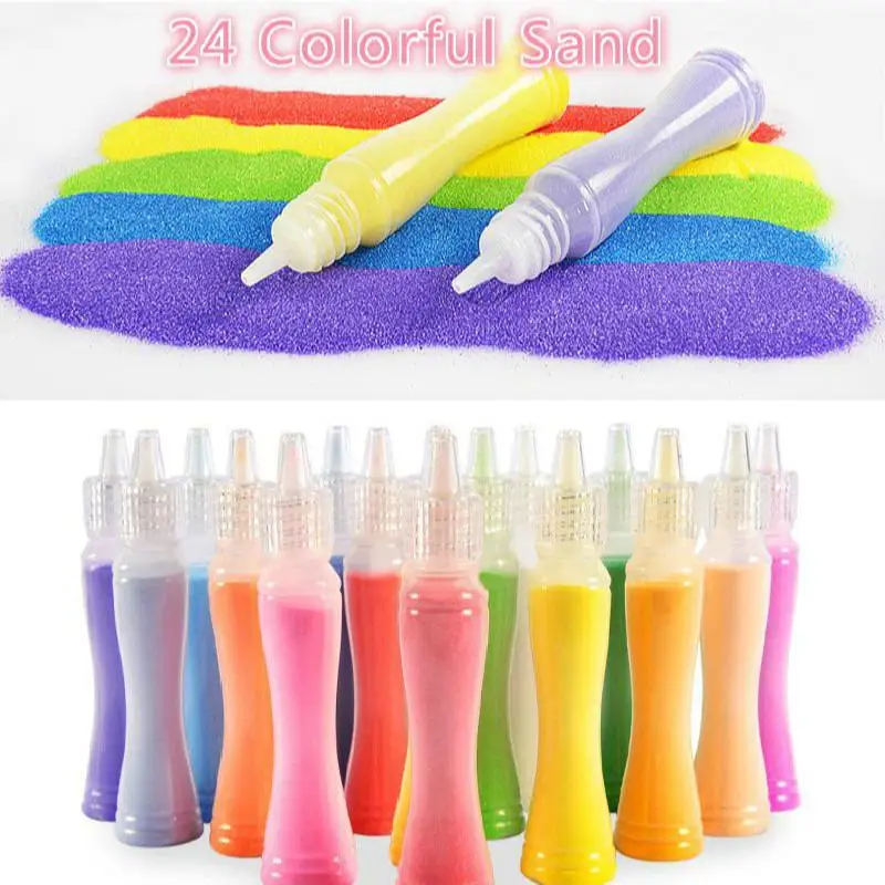 2024 Upgrade Sand Painting Suit 24 Color Sand Diy Cartoon Painting Toy Kids Arts And Crafts Toys Child Gift Montessori Education