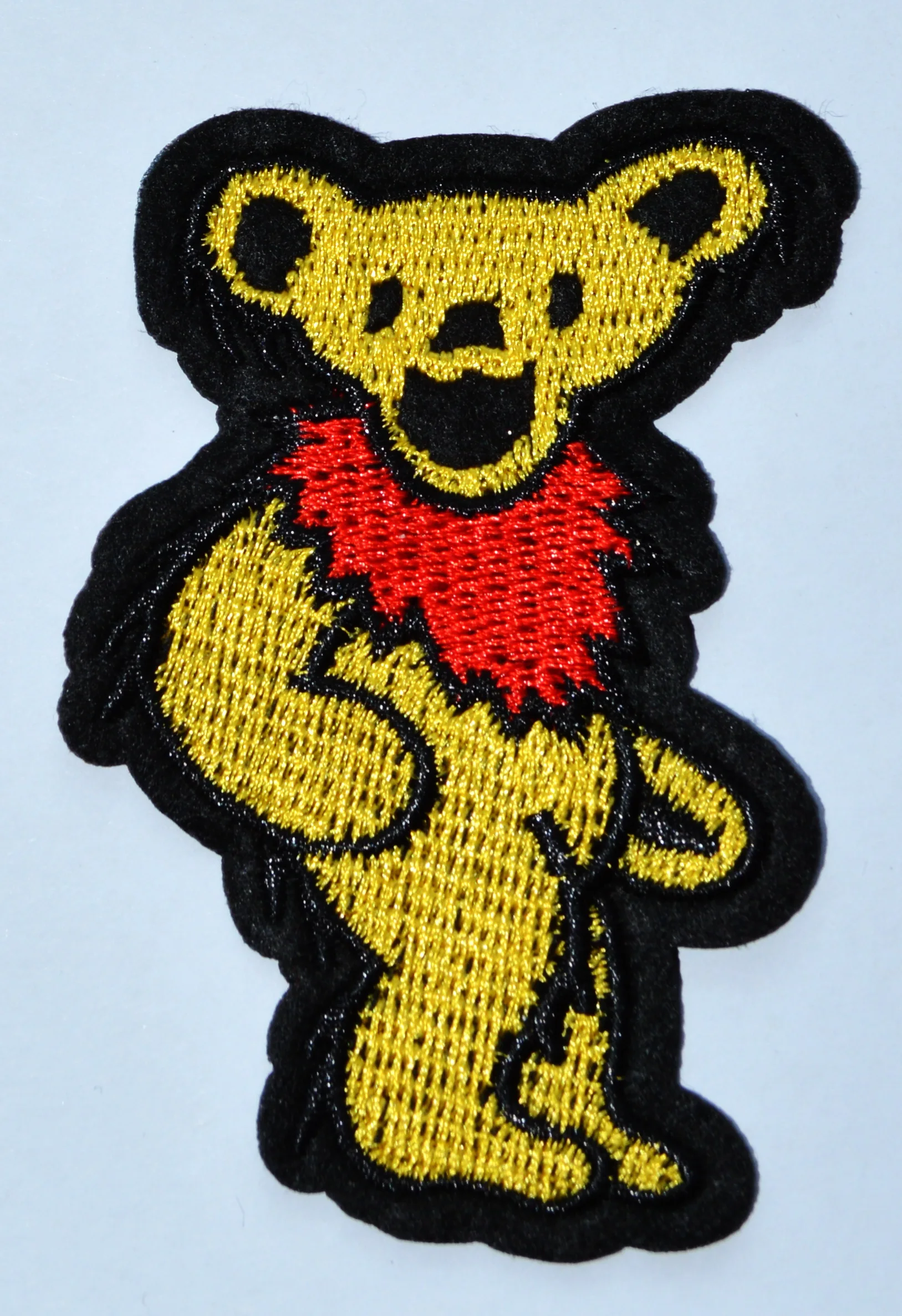 100x Yellow GRATEFUL DEAD DANCING BEAR Wild Animal - Zoo - Camping - Embroidered Iron On Patch (≈ 5.5 * 8.3 cm)