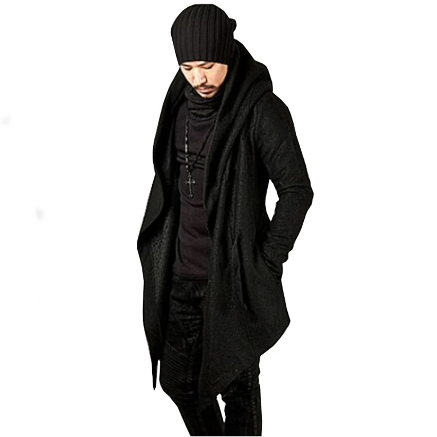 

Man's Long Sleeve Solid Hoodie Irregular Hem Male Cardigan Sweatershirt Coat Hip Pop Hipster Tops Hooded Streetwear Male Hoodie