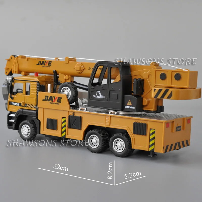 1:50 Scale Diecast Metal Engineering Vehicle Model Toy Crane Truck Lifter Pull Back Miniature Replica With Sound & Light