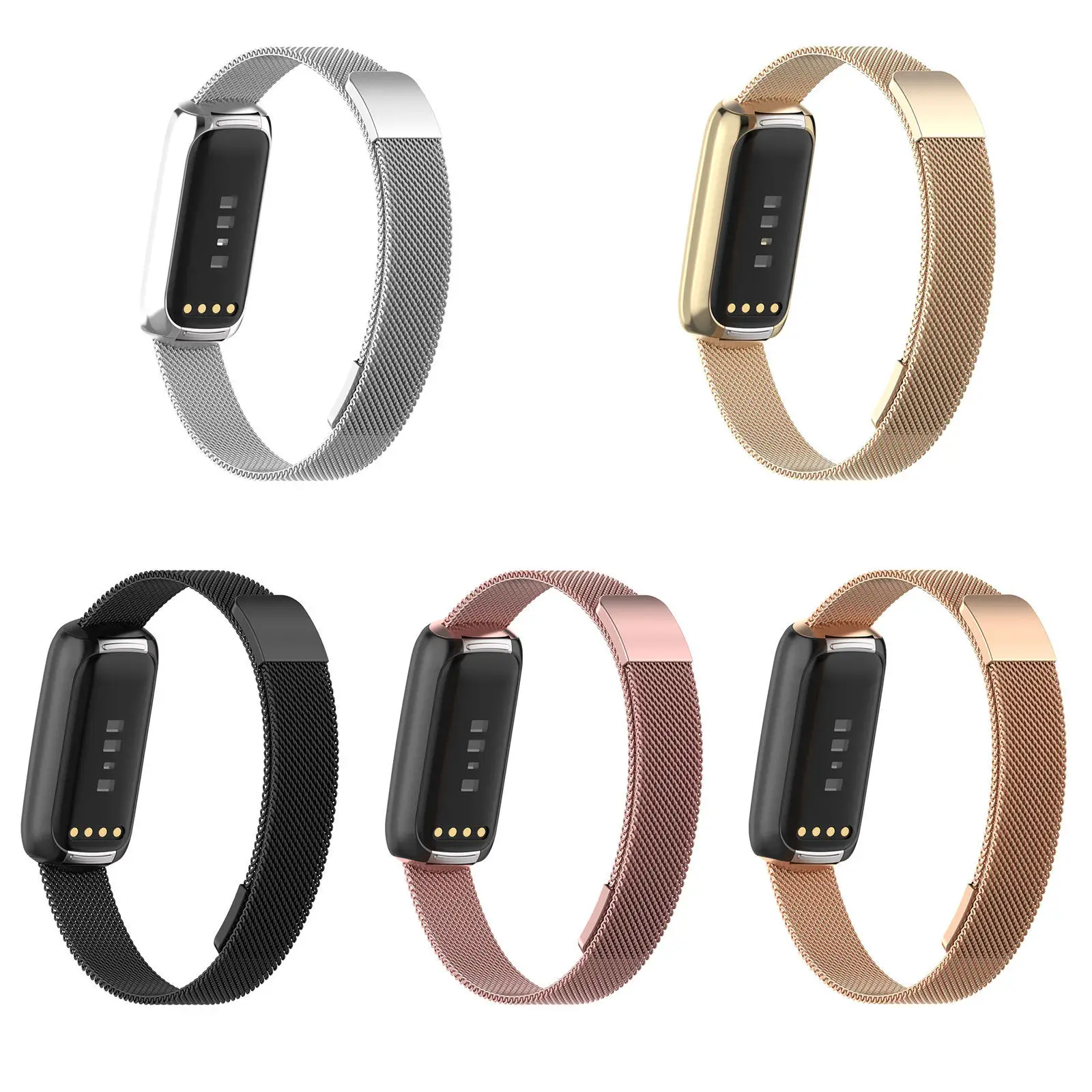 Wrist Strap For Fitbit Luxe Band Stainless steel Dual- Magnetic Watchband