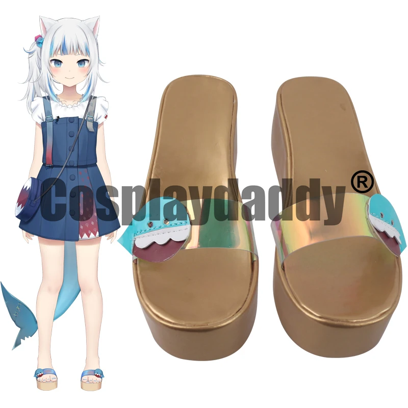 Virtual YouTuber Vtuber Hololive Gauru Gawr Gura Same-chan Cosplay Platform Slide Sandals Shoes S008