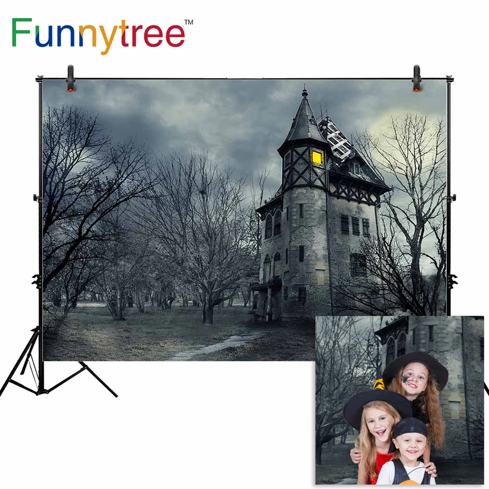 

Funnytree thin Vinyl Photography Backdrops barren horror old ancient castle weak light grey printing studio photo backgrounds