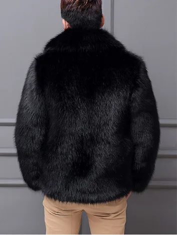 Mens Black Faux Fur Coat Winter Thick Warm Faux Mink Fur Overcoat Men Streetwear Long Sleeve Windbreaker Outerwear Oversize Xxxl