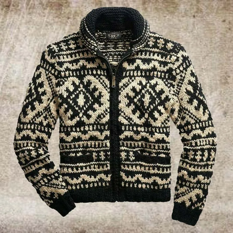 Men\'s Winter Sweater 2023 Autumn Casual Long Sleeve Jacquard Knitted Sweater M-3XL Oversized Sweaters Zipper Cardigan Men Coat