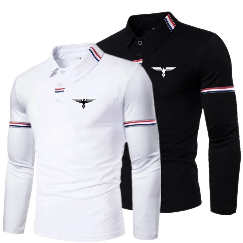 New fashion new men\'s long-sleeved casual polo shirt