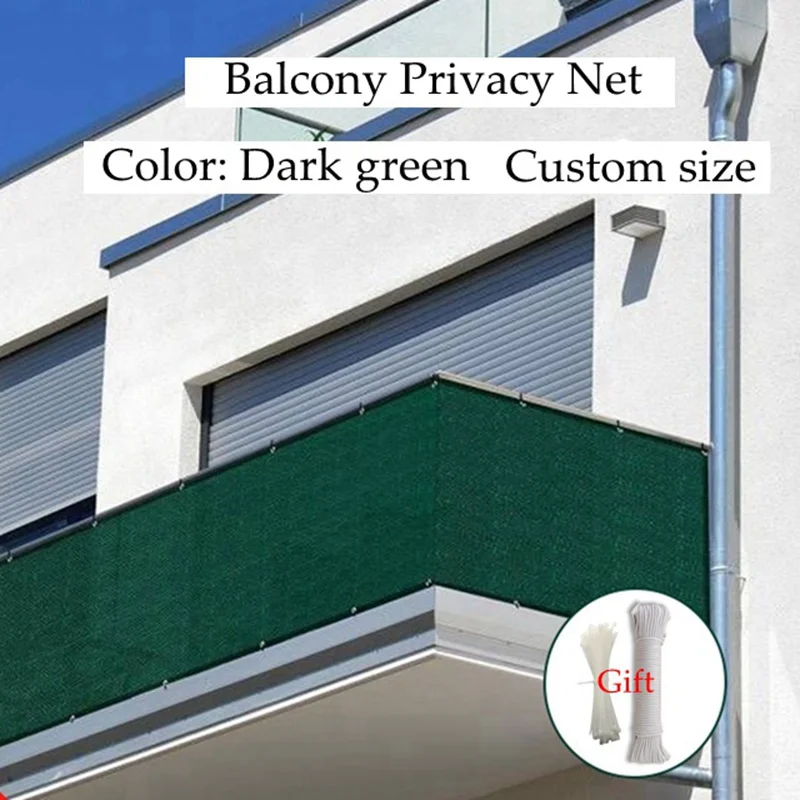 Dark Green HDPE Balcony Privacy Net Fence Shielding Anti-UV Windproof Apartment Balcony Protection Terrace Shelter Privacy Net